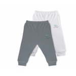 Set 2 perechi pantaloni bumbac organic 100% 6-9 luni BabyCosy Grey/White