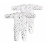 Set 2 salopete din 100%bumbac organic 6 - 9 luni BabyCosy White/Grey