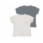 Set 2 tricouri din bumbac organic 100% 12-18 luni BabyCosy Ecru/Grey
