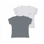 Set 2 tricouri din bumbac organic 100% 3-6 luni BabyCosy Grey/White