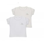 Set 2 tricouri din bumbac organic 100% 3-6 luni BabyCosy White/Ecru