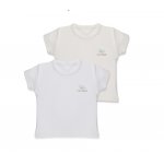 Set 2 tricouri din bumbac organic 100% 6-9 luni BabyCosy White/Ecru