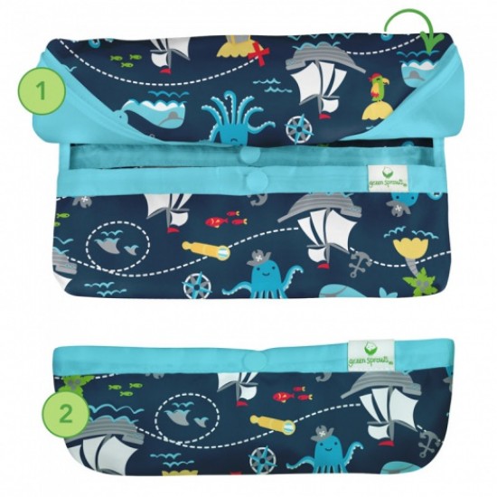 Bavetica multifunctionala cu maneci lungi Green Sprouts Aqua Dogs 12-24 luni - 1 | YEO