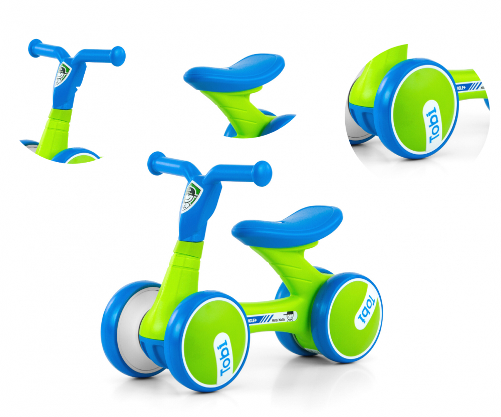 Bicicleta fara pedale Tobi Blue Green Bicicleta imagine noua responsabilitatesociala.ro