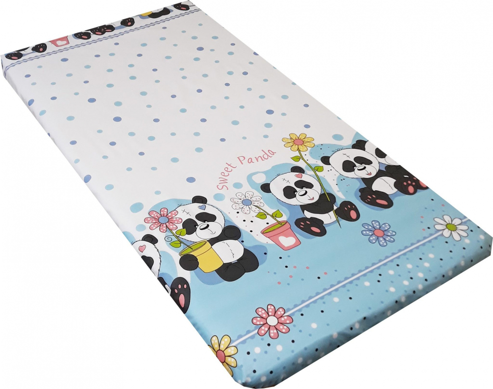 Cearceaf din bumbac cu elastic 120x60 cm sweet panda