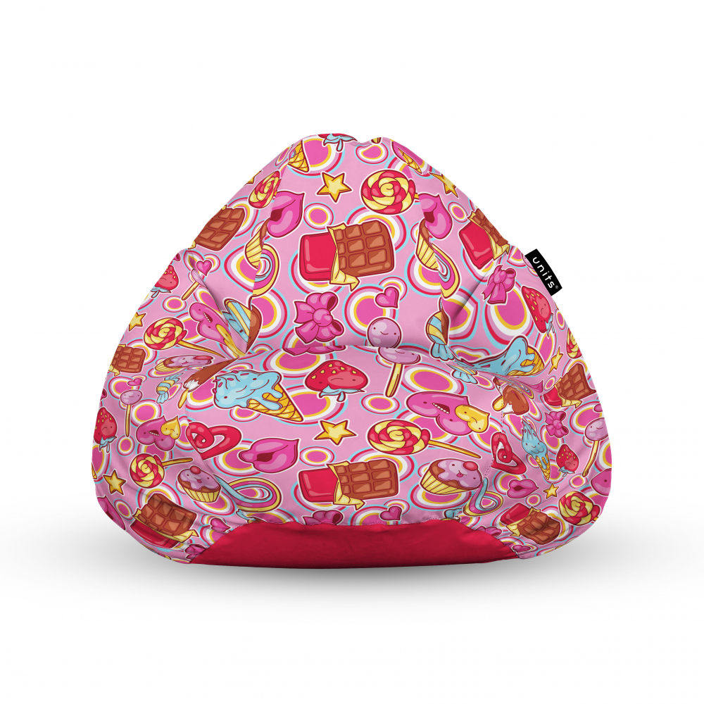 Fotoliu Units Puf Bean Bags tip para impermeabil cu maner candies fundal roz