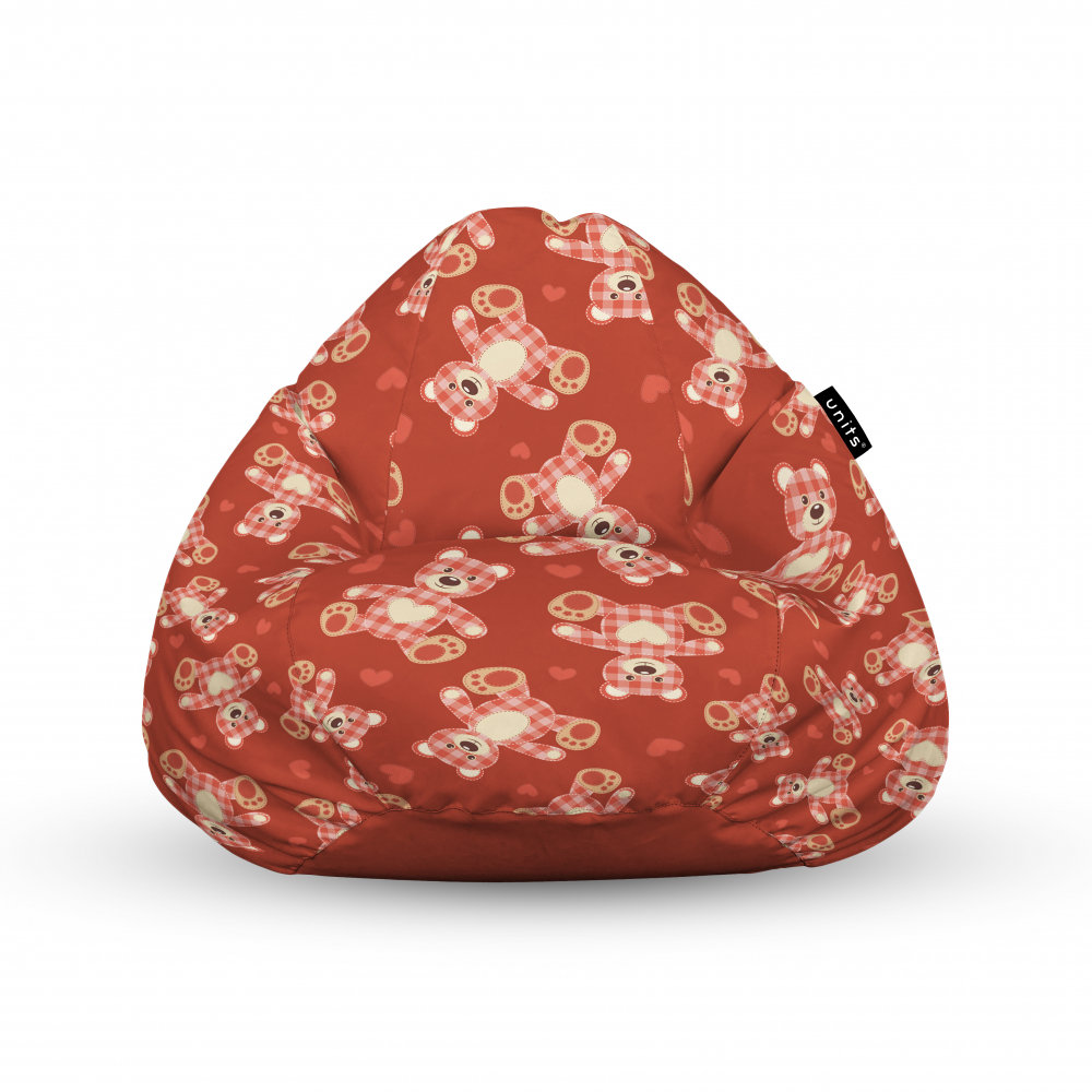 Fotoliu units puf bean bags tip para impermeabil cu maner teddy bear caramiziu