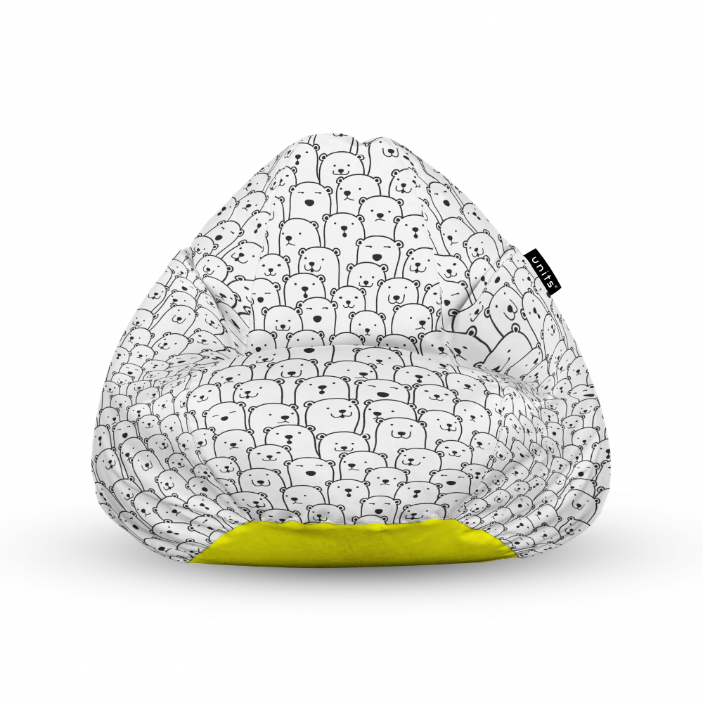 Fotoliu units puf bean bags tip para impermeabil cu maner alb cu ursi