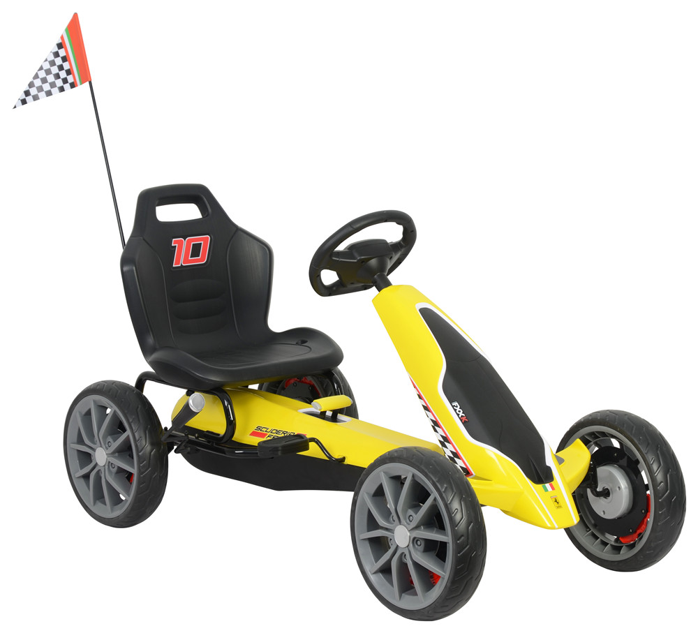 Kart cu pedale Ferrari Go Kart Yellow Ferrari imagine 2022 protejamcopilaria.ro