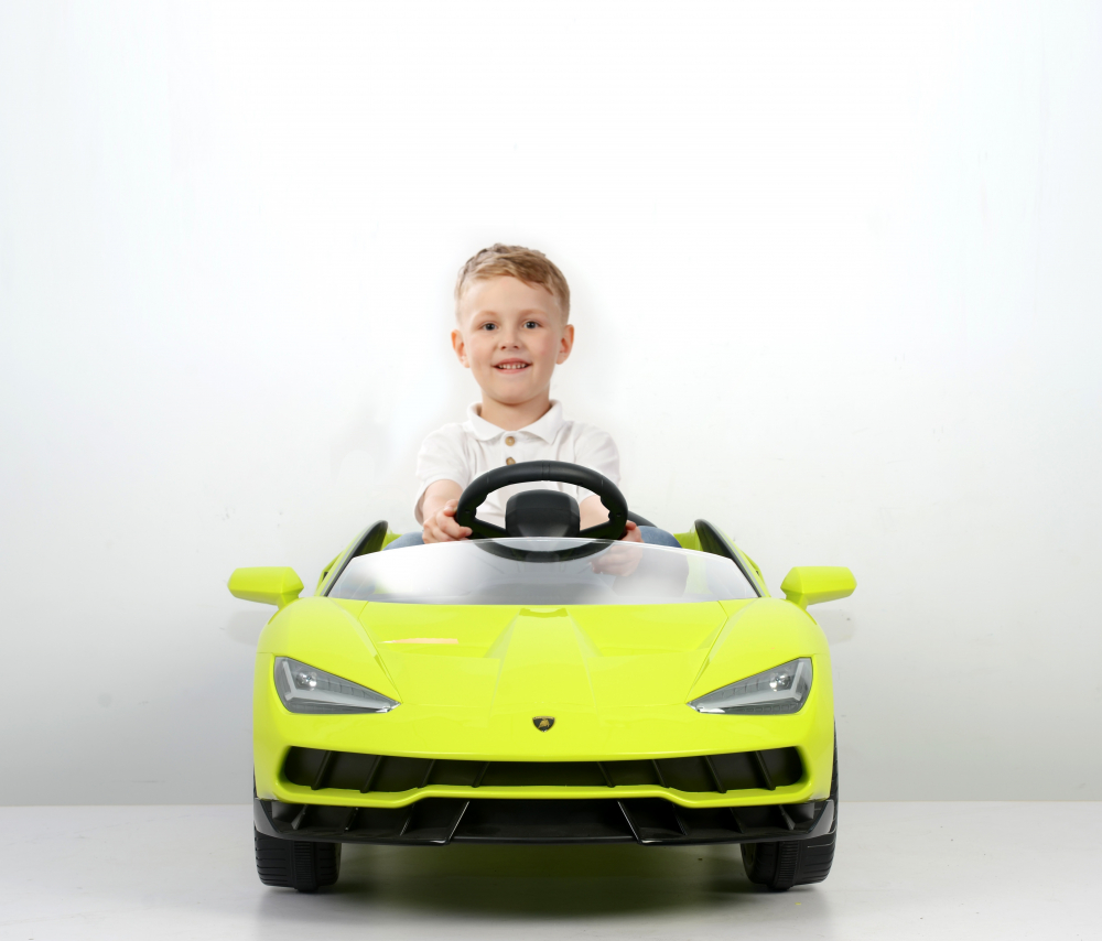 Masinuta electrica cu roti EVA si scaun piele Lamborghini Centenario Green - 1