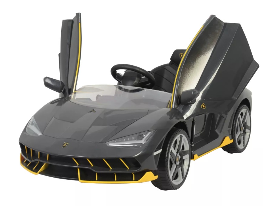 Masinuta electrica cu roti EVA si scaun piele Lamborghini Centenario Grey carbon - 5