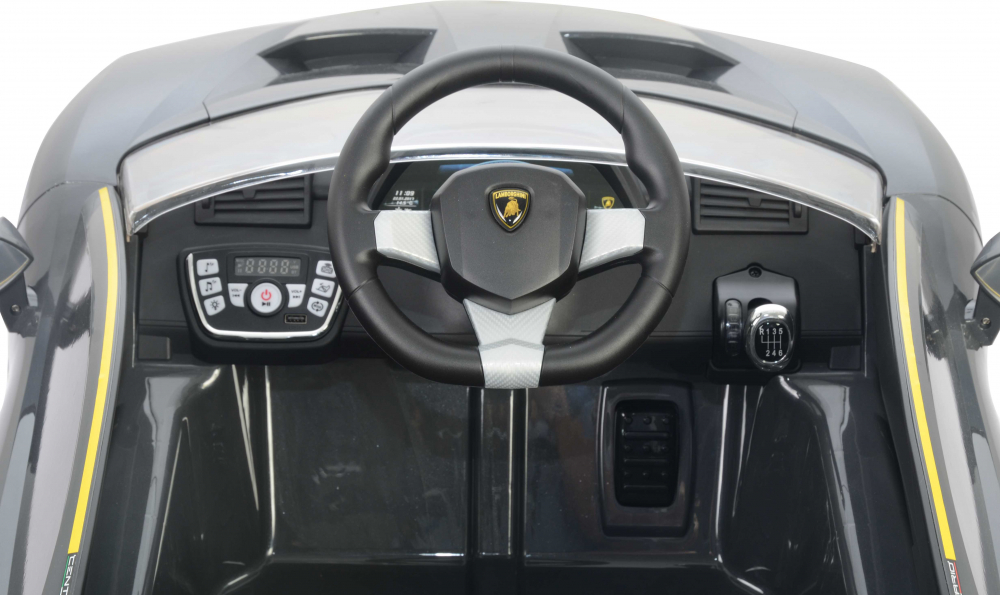 Masinuta electrica cu roti EVA si scaun piele Lamborghini Centenario Grey carbon - 7