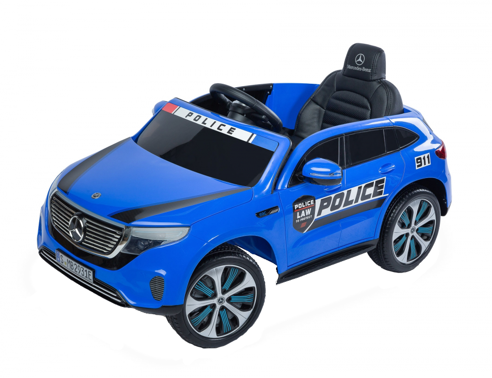 Masinuta electrica cu telecomanda Toyz Mercedes-Benz EQC Police albastra 12V - 3