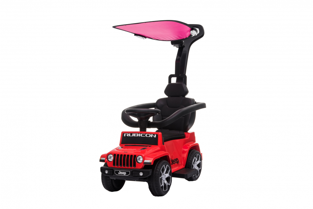 Masinuta fara pedale cu maner parental Jeep Wrangler Red