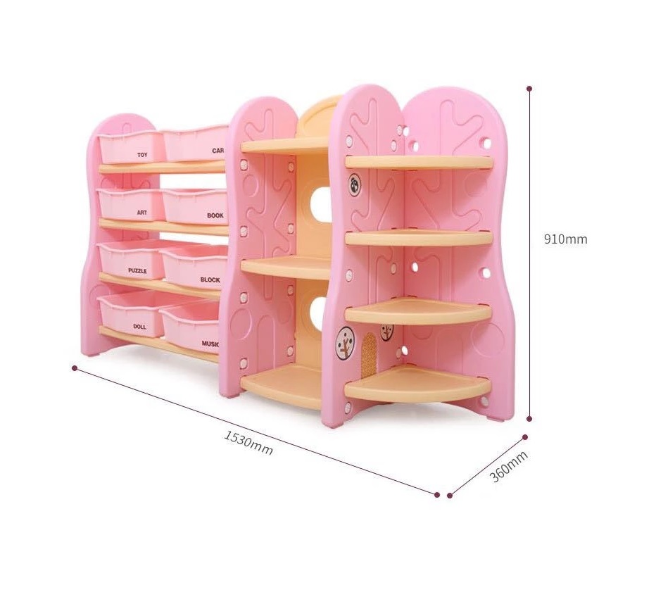 Organizator pentru jucarii si rechizite cu polite si 8 cutii depozitare Nichiduta Tree Peach Pink