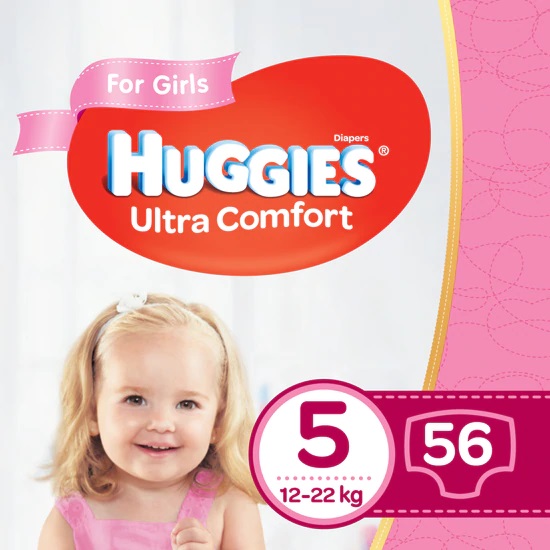 Scutece Huggies Ultra Confort Mega Pack 5 Girl 12-22 Kg 56 buc 12-22 imagine 2022