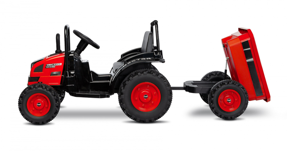 Tractor electric cu remorca si telecomanda Toyz Hector rosu 12V - 3