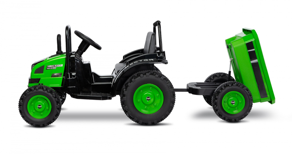Tractor electric cu remorca si telecomanda Toyz Hector verde 12V - 2