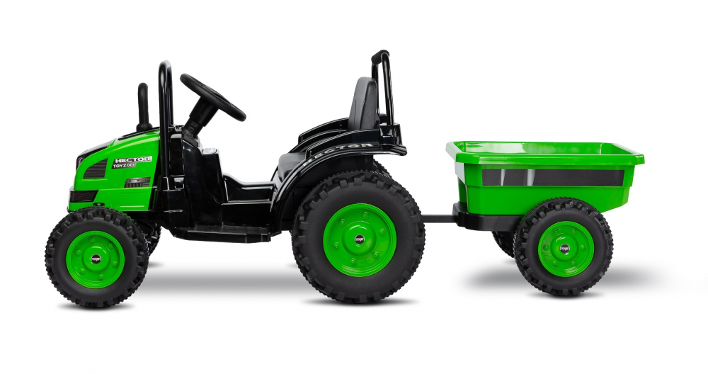 Tractor electric cu remorca si telecomanda Toyz Hector verde 12V - 3