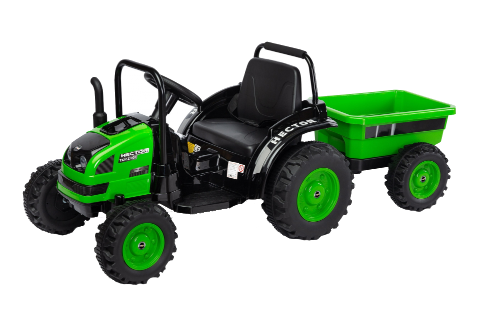 Tractor electric cu remorca si telecomanda Toyz Hector verde 12V - 4