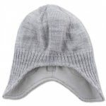 Caciula copii lana merinos tricotata superwash captusita cu bumbac Nordic Label Grey Melange 1-2 ani