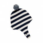 Caciulita lana si bumbac cu ciucure si inchidere cu capse CeLaVi Stripped Navy 80 cm