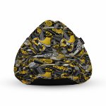 Fotoliu Units Puf Bean Bags tip para impermeabil cu maner graffiti retro negru si galben