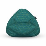 Fotoliu Units Puf Bean Bags tip para impermeabil cu maner turcoaz inchis si linii aurii