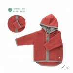 Jacheta din lana merinos organica fleece cu fermoar si buzunare Iobio Milo Vintage Red 62/68