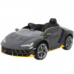 Masinuta electrica cu roti EVA  si scaun piele Lamborghini Centenario Grey carbon
