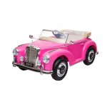 Masinuta electrica de epoca cu scaun din piele si roti cauciuc Mercedes Benz 300S Pink