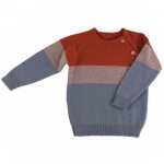 Pulover din lana merinos tricotata Iobio BEN Rusty Orange 74/80