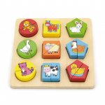 Puzzle din cuburi din lemn cu animale