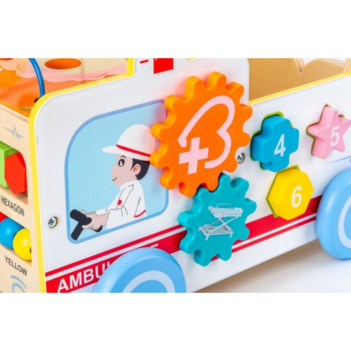 Antemergator educational din lemn Ecotoys 2 in 1 Ambulanta HM015524 - 1 | YEO