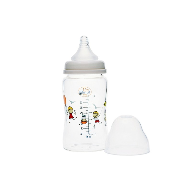 Biberon sticla gat larg Minut Baby 180 ml 0+ - 1 | YEO