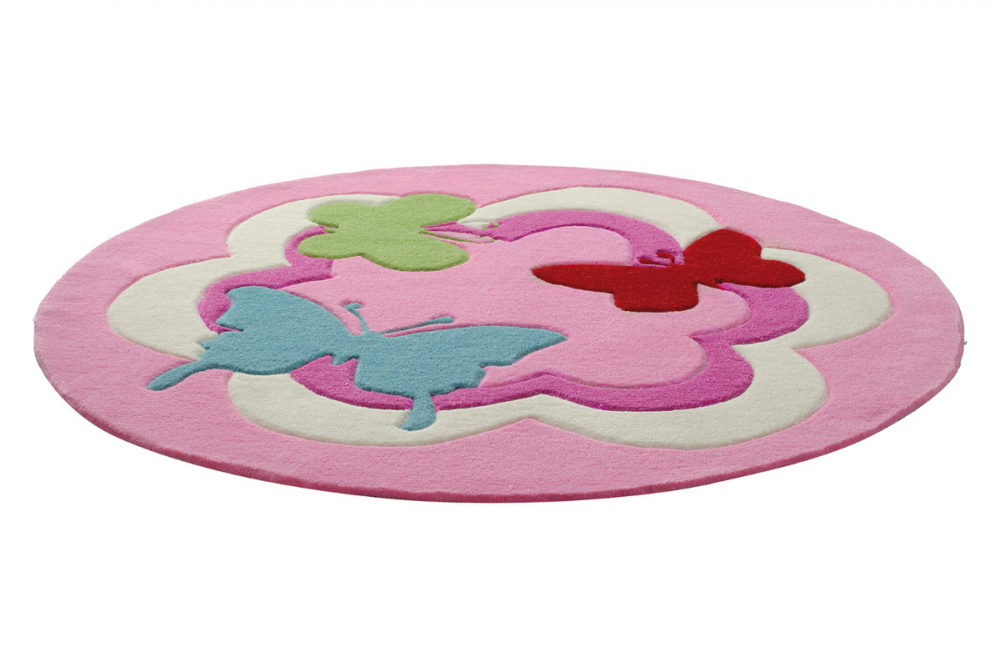 Covor copii tineret Butterfly Party acril rotund roz 100×100 Esprit imagine noua
