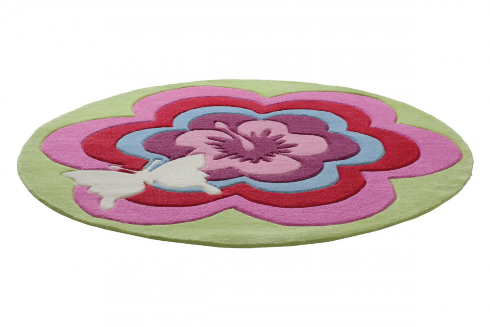 Covor copii tineret Fantasy Flower acril rotund multicolor 100×100 Esprit