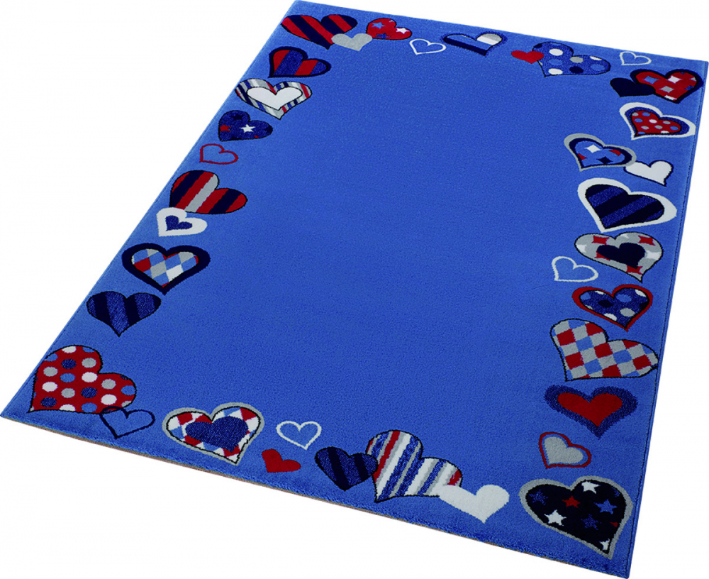 Covor copii tineret just hearts albastru 120x170