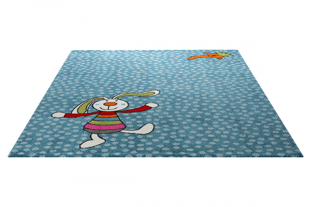 Covor copii tineret rainbow rabbit albastru 80x150