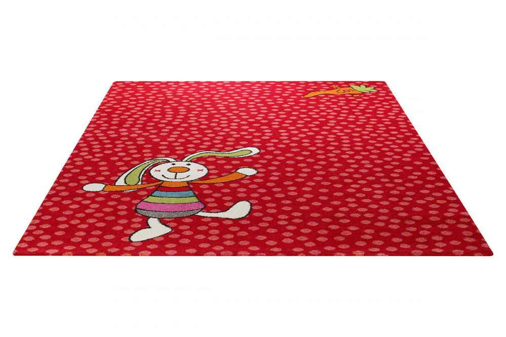 Covor copii tineret rainbow rabbit rosu 133x200