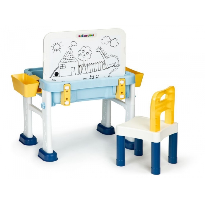 Masuta de joaca 6 in 1 pentru copii cu scaun si tabla Ecotoys HC493113 - 3