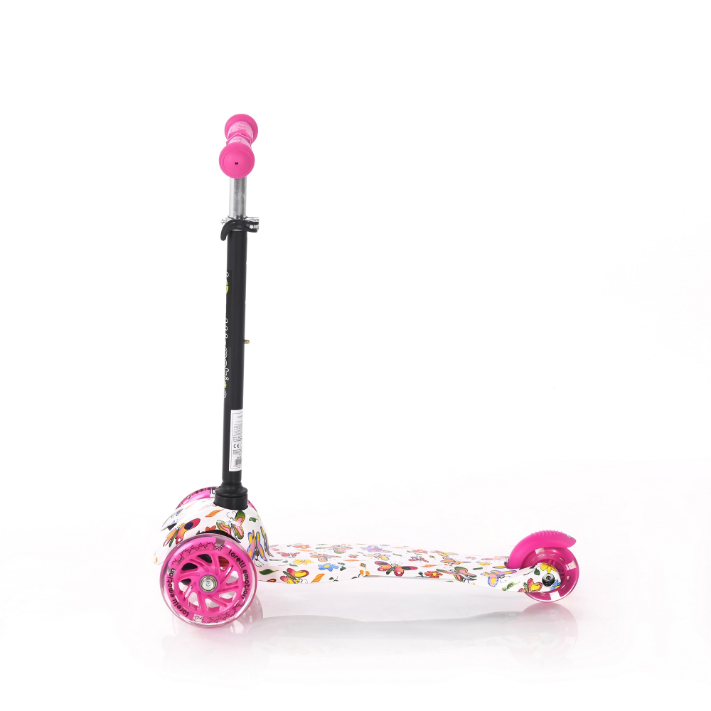 Trotineta pentru copii cu 3 roti cu leduri Mini Pink Butterfly Lorelli imagine 2022