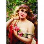 Puzzle Gold puzzle Emile Vernon Young Lady with Rose 1.000 piese