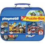Puzzle Schmidt Playmobil 2x60 + 2x100 piese cutie metalica
