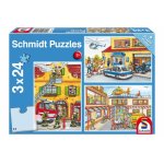 Puzzle Schmidt Brigada de pompieri si politie 3x24 piese include 1 poster
