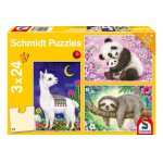 Puzzle Schmidt Panda Lama Sloth 3x24 piese