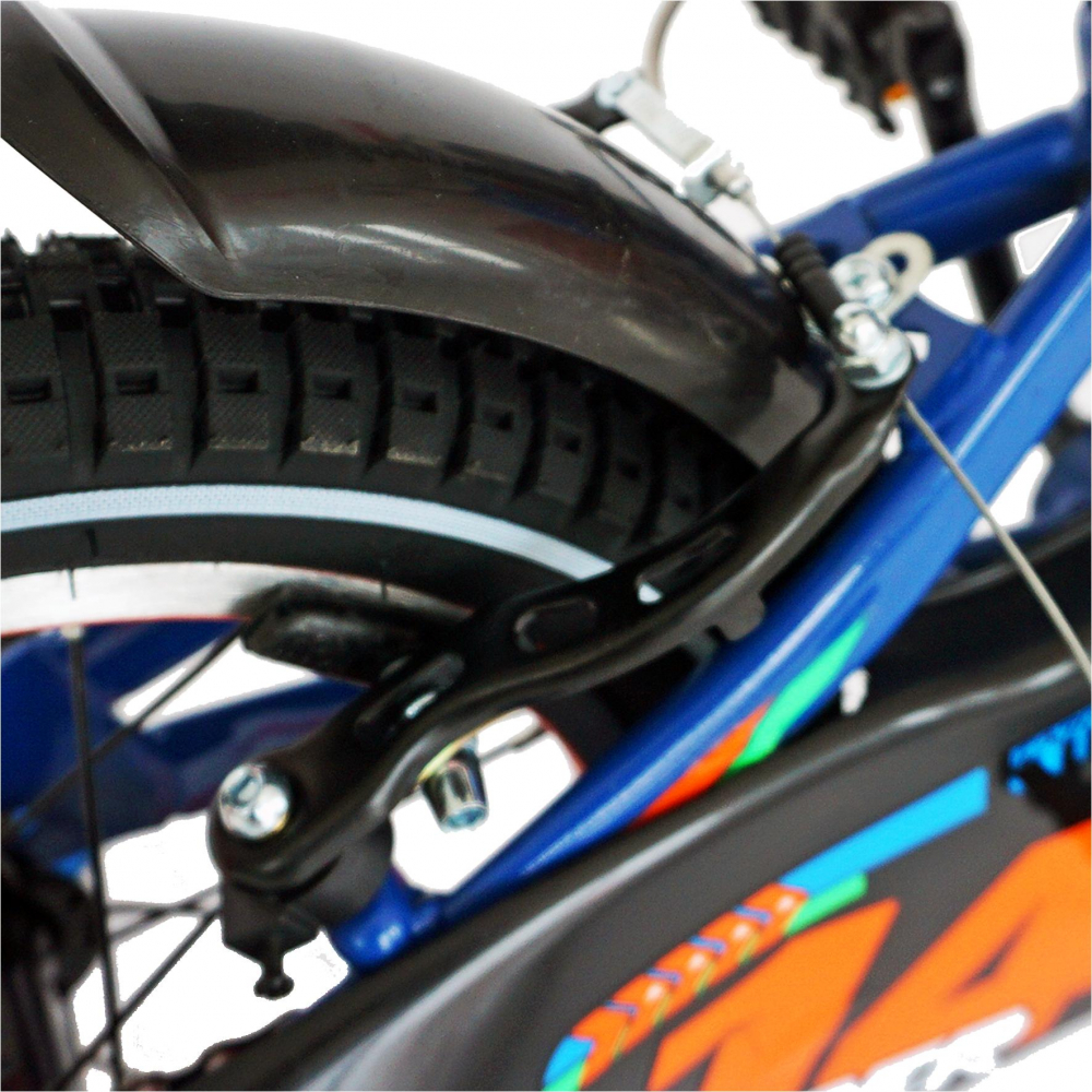 Bicicleta Carpat Rider C1407C 14 V-Brake cu cosulet si roti ajutatoare 3-5 ani albastruportocaliu - 2