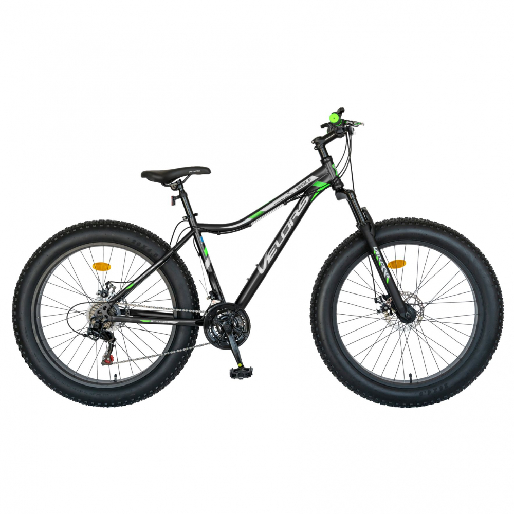 Bicicleta Fat-Bike Wolf 26 inch Velors V2605D cadru negru cu albverde - 7