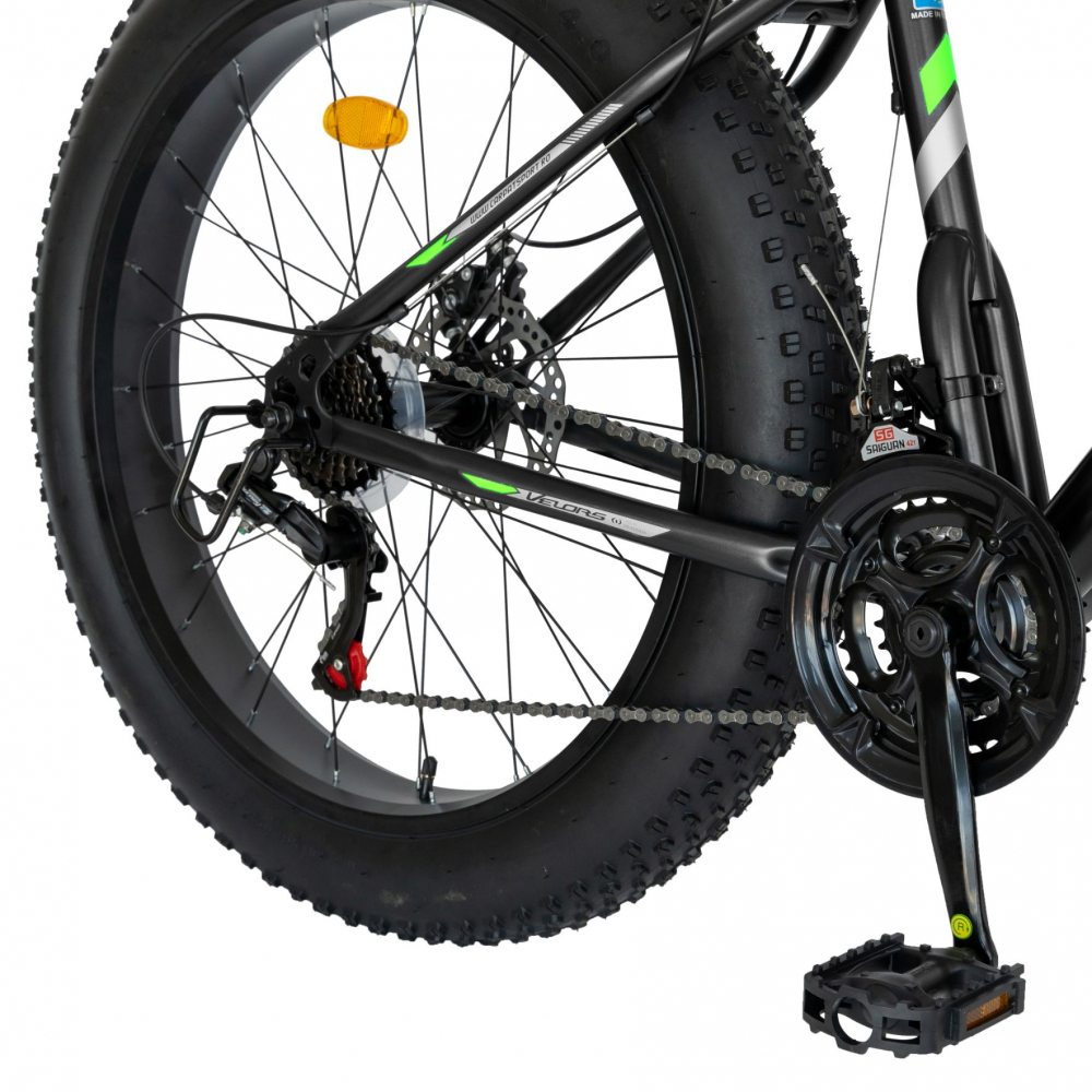 Bicicleta Fat-Bike Wolf 26 inch Velors V2605D cadru negru cu albverde - 4