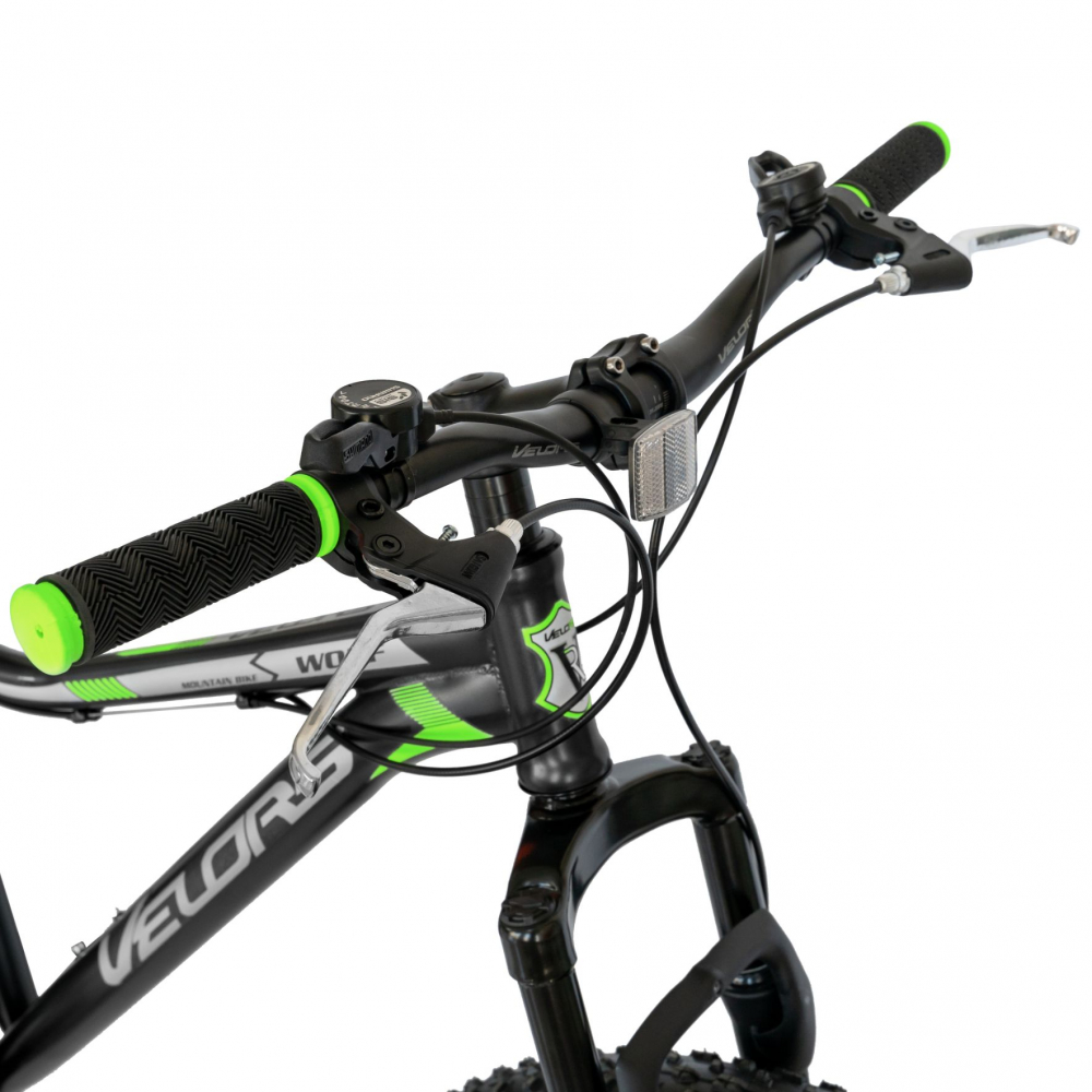 Bicicleta Fat-Bike Wolf 26 inch Velors V2605D cadru negru cu albverde - 6